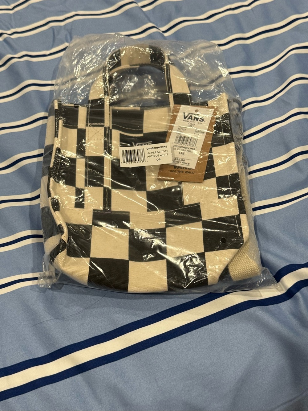 Vans Checkerboard Crossbody Tote - Black & Cream - Picture 2 of 6